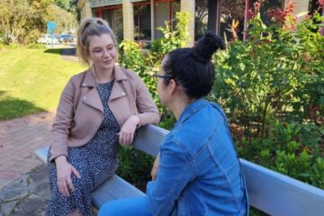 Jessica Mitchell, left, is a case worker at Project Elizabeth. Image: Supplied