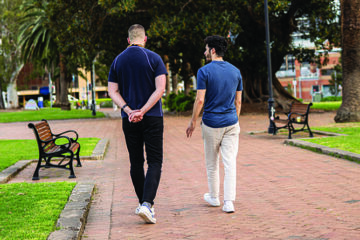 Catholic Care’s counsellor Harrison Porter (left) helps clients deal with grief and loss. Image: Alphonsus Fok/Diocese of Parramatta